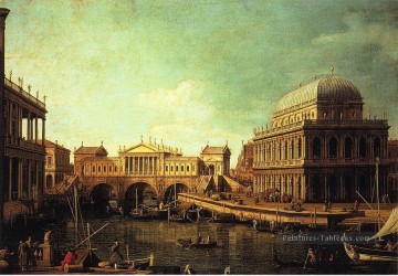 Basilique de Vecenza et le Ponte de Rialto Canaletto Peinture à l'huile
